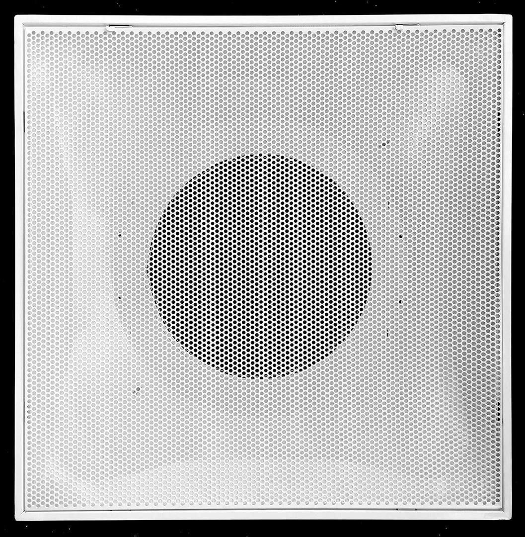 HVAC Premium 24" x 24" T-Bar Drop Ceiling Perforated Return Grill - Metal Back Casing - with 14" Collar