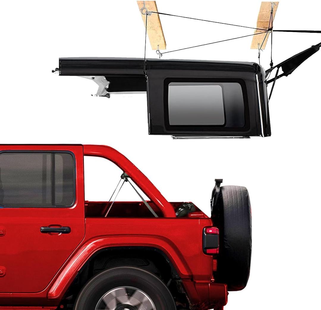 Jack Boss Hard Top Removal,Fits for Jeep Wrangler, Compatible with All Jeep Wrangler JK JL Models, Easy One-Person Operation Roof Hardtop Hoist with Anti-Drop System, Supports 8-16 ft