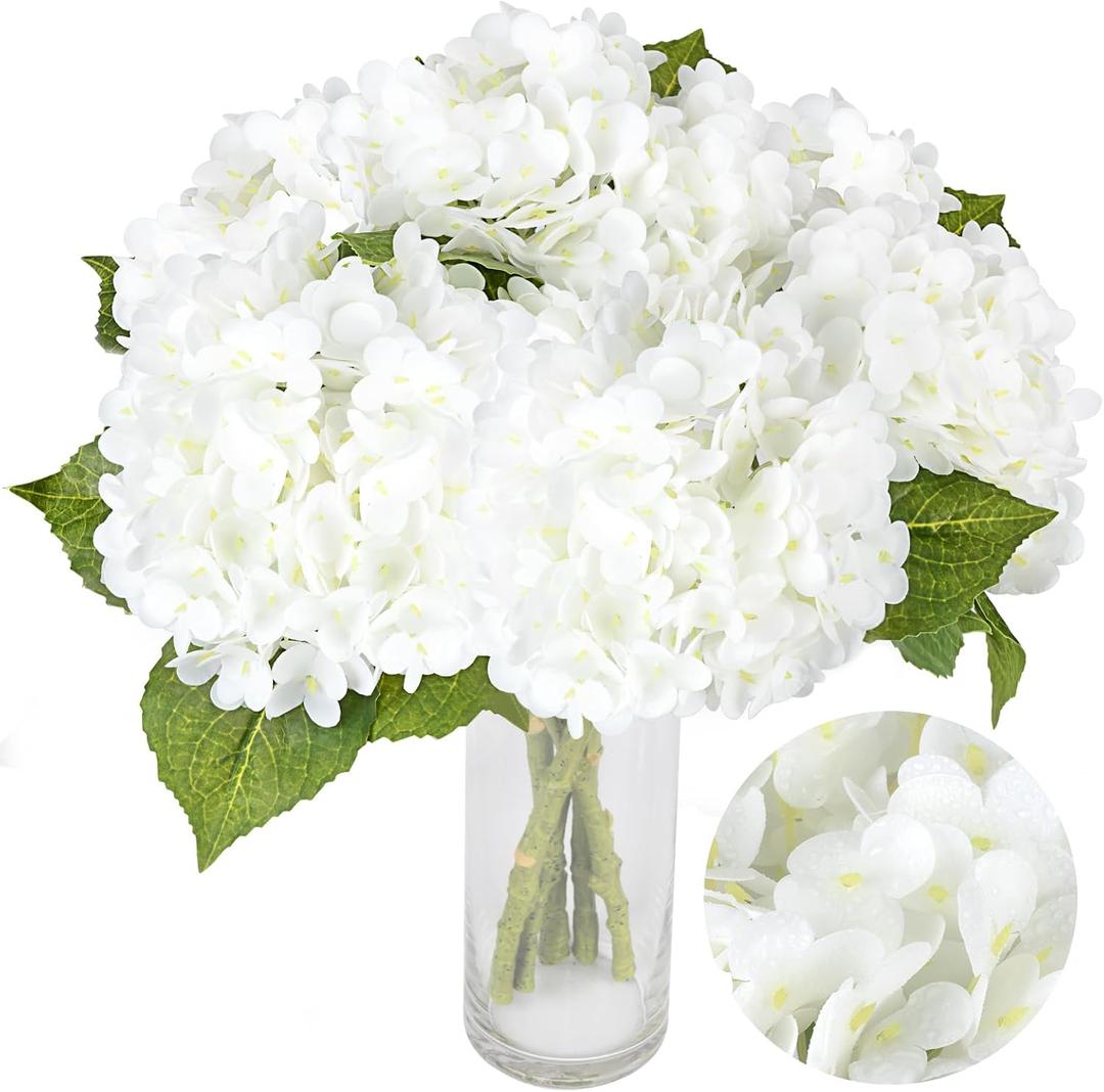 Hydrangea Artificial Flowers3PCS HydrangeaFaux Hydrangea FlowersArtificial HydrangeasFake HydrangeasPerfect for Weddings, Parties, and Home Decor (White)