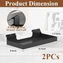 2 Pcs 16X8 Inch Slatwall Shelves, Heavy Duty Slatwall Baskets, Metal Slat Wall Shelves Accessories, Metal Retail Display for Storage and Organization, Black