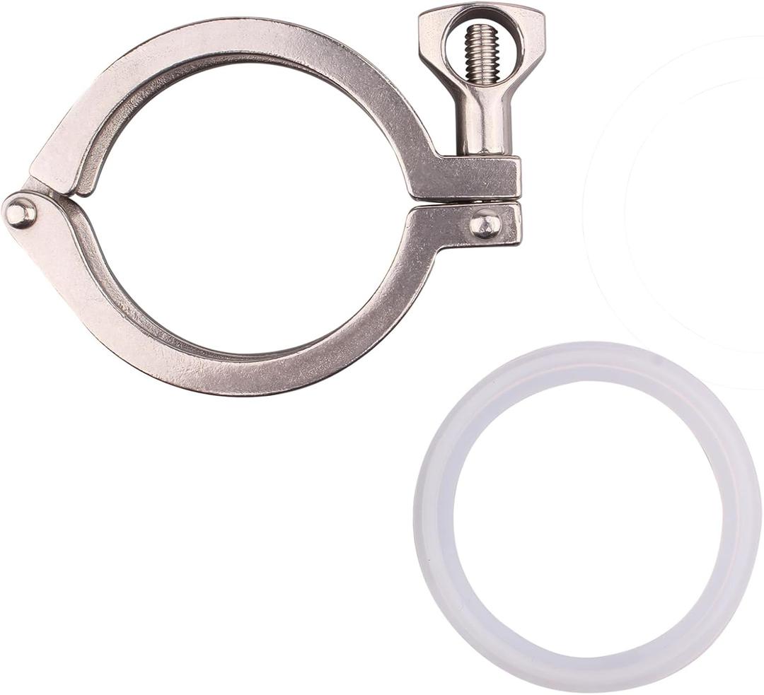 DERNORD Single Pin Heavy Duty Tri Clamp Stainless Steel 304 with Wing Nut for Ferrule TC with 1PC Silicone Gasket (2.5inch Tri Clamp+Silicone Gasket)