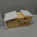 Wisuce Bamboo Desk Drawer Organizer, Desktop Organizer with Drawers Tabletop Storage Organization Box for Office Home Toiletries Supplies Vanity, No Assembly Required(3 Drawers-left right)