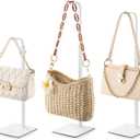 pickpiff 3 Pack Purse Holder Handbag Display Stand: White Hanger Rack for Bags, Purses, and Wreath, Adjustable Hook Stand for Tabletop, Closet, and Retail Use for Vendors