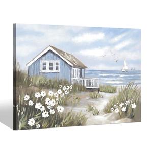 Sea Whisper Rustic Beach Canvas Wall Art: Large Abstract Coastal Pictures Seaside Cottage Prints Seascape Painting Ocean Sailboat Artwork for Bedroom 36"L x 24"W