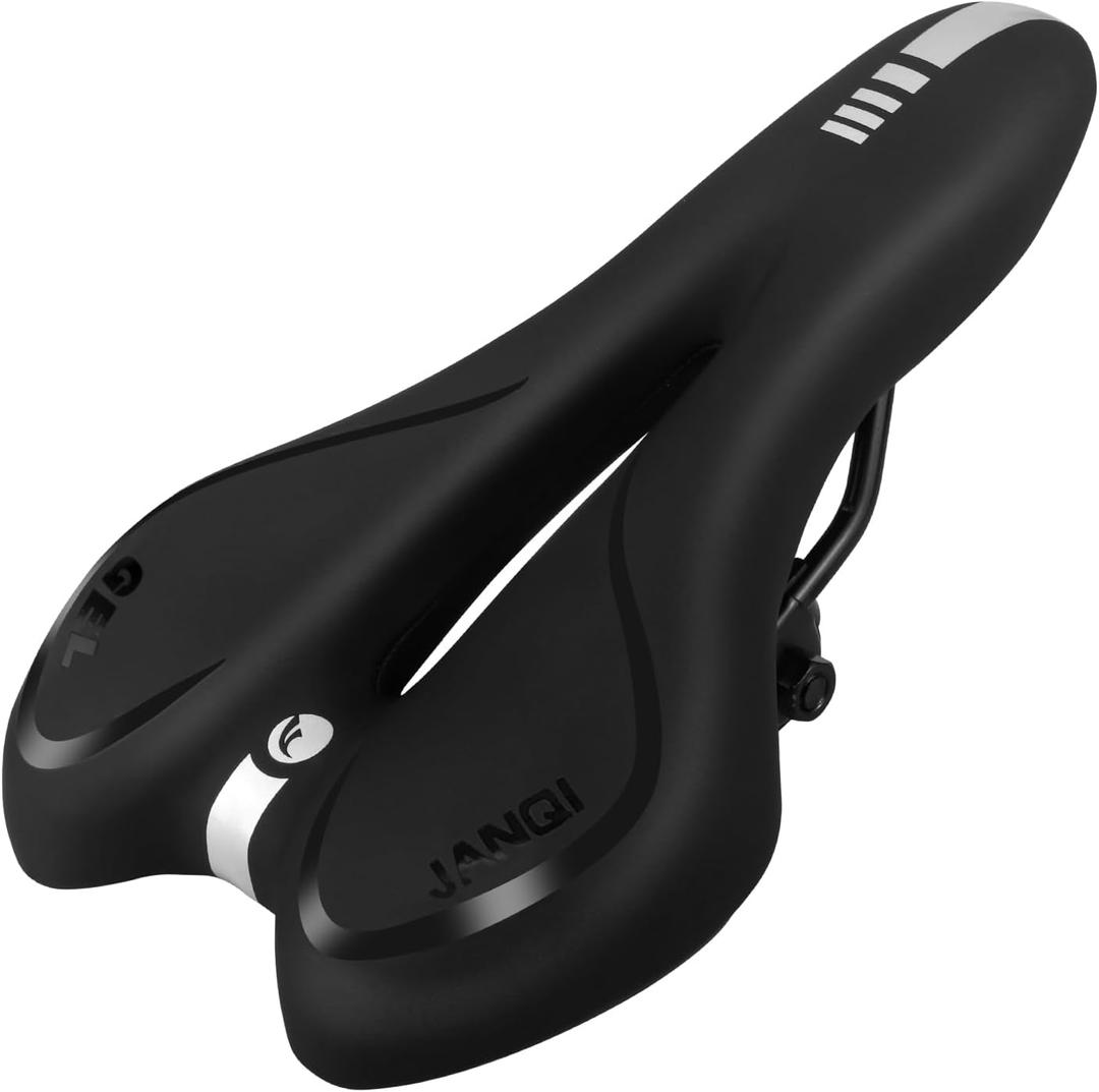 Comfortable Bike Seat for Men & Women, Waterproof Bicycle Seat, Breathable Mountain Bike Saddle, Gel Bicycle Saddle for MTB, BMX, Road Bike, City Bikes, Exercise Bikes (Black)