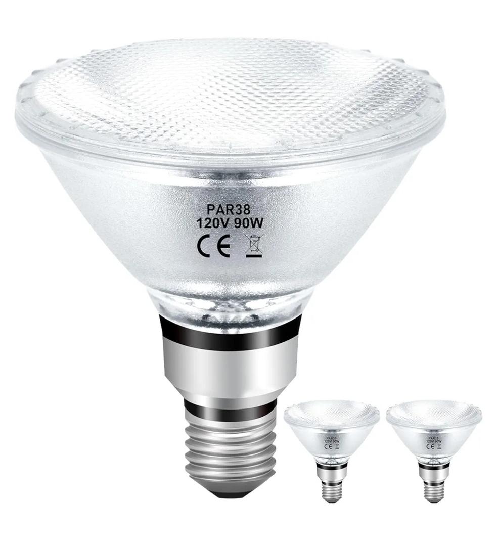 PAR38 Halogen Flood Light Bulbs 90W 120V, 2Pcs PAR38 Halogen Light Bulbs with E26 Base, 2800K Warm White, 4050 Lumens for Indoor and Outdoor