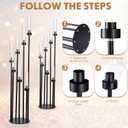 2 Pcs Acrylic Candelabra Centerpieces 48 Clear Candle Holder 7 Arm Black Pillar Taper Candlesticks with Acrylic Shade Circular Base for Wedding Party Table Decoration Fit 1.18 LED Candle