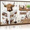 Highland Cow Bathroom Wall Art Rustic Funny Farmhouse Wall Decor 16×24 in