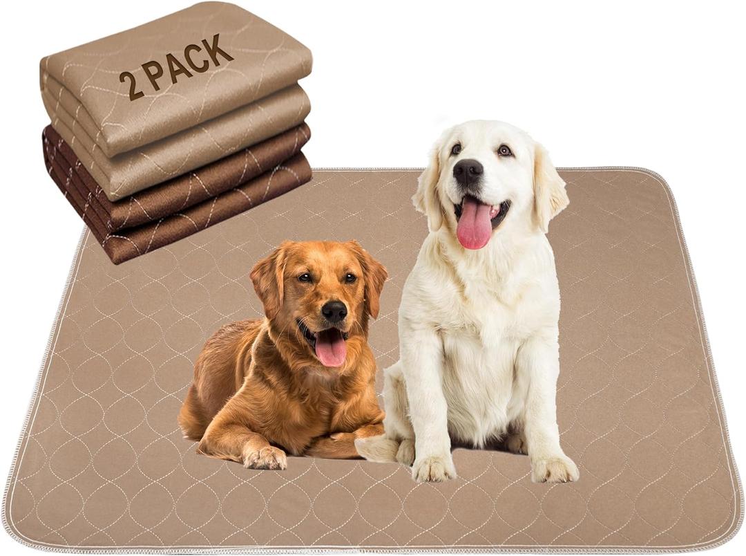 Paw Legend Washable Reusable Dog Pee Pads Super Absorbent (2 Pack) - Washable Reusable Puppy Training Pads | Quality Travel Pee Pads for Dogs | Absorbent and Odor Controlling (34"X36", Brown & Tan)