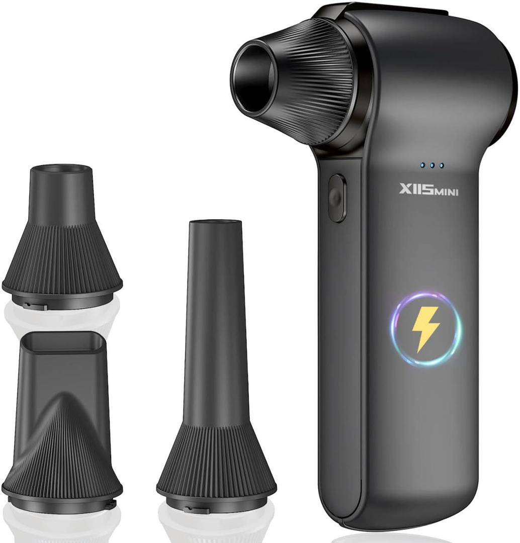 Compressed Air Duster 180000RPM Super Power Cordless Electric Air Duster with 3-Speed Turbo Fan, Rechargeable Air Blower for Computer, Keyboard, Car, Camera & Home Cleaning