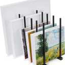 ikkle Art Storage Rack Painting Canvas Storage Rack for Display, Metal Drawing Printing Rack for Canvas Frames, Black