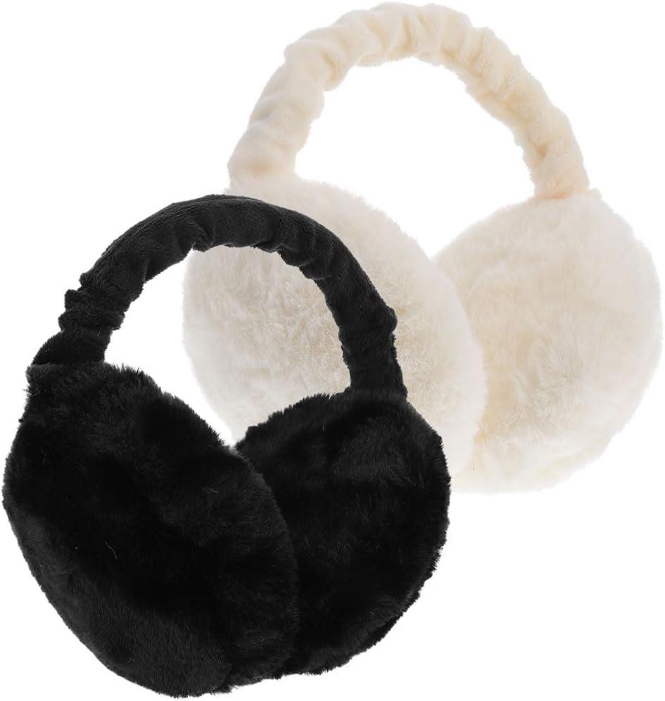 SEWACC 2pcs Fuzzy Winter Ear Muffs, Warm Keeping Ear Muffs for Men Women, Stylish And Foldable, Perfect for Outdoor Activities