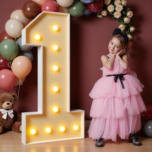 4FT Marquee Numbers, Large Light Up Numbers 1 for 1st Birthday Decor | Light Up Sign 1, Numeros 1 De Cumpleaños for 1st First Birthday Anniversary Decor, Warm Yellow Light 21 Pcs Accessory Set