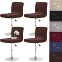 HFCNMY Bar Stool Chair Covers,Stretch Water Repellen Bar Stool Covers with Backs Jacquard Bar Chair Covers Washable Swivel Chair Slipcovers with Back 4 Pack Coffee