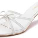 KHPAERMEI Kitten Heels for Women Round Toe Heels Vintage Sexy Slip on Mules Stiletto Party Wedding Dress Sandals, Size 8