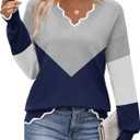 Zeagoo Women's 2026 Fall V Neck Sweater Casual Long Sleeve Lightweight Ribbed Knit Pullover Sweaters Dressy Casual Tops, S