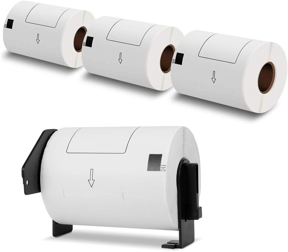 COLORWIING 4" x 6" Shipping Labels Compatible for Brother DK-1241 102mm x 152mm Die-Cut Large White Address Paper Labels, for Brother QL-1110NWB QL-1100 Label Printer (4 Rolls+1 Frame)
