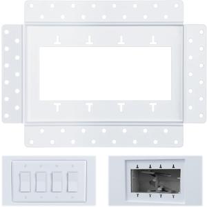 4 Gang Flush Drywall Receptacle Mount White Elegant Wall Mount for Receptacles and Electrical Outlets Home Commercial Spaces