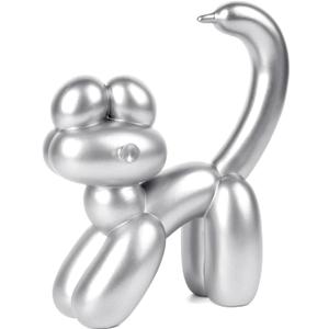Cute Balloon Cat Statue Decor - 7.8 Inch Modern Cat Statue Ornament, Home Crafts Living Room Desktop Bedroom Sculpture Decoration (Silver, Large)