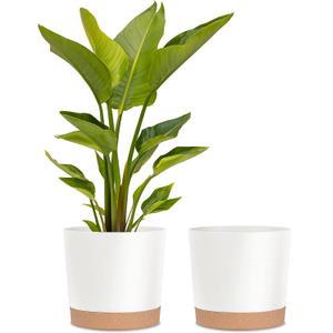 kubvici Plant Pots for Indoor Plants, 2 Pack 12 Inch Pots for Plants, Lightweight Large White Planters for Indoor Plants Outdoor Plants, Big Plastic Plant Pot Flower Pot with Drainage (12 White)