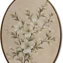 JQF Vintage Floral Oval Framed Wall Art, Cottagecore Retro Flower Botanical Oval Canvas Wall Decor, Rustic Floral Framed Prints Hanging Decor for Home Bedroom Living Room, 8.5x11.5 Inch (White)