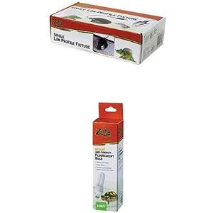 Zilla Low Profile Reptile Terrarium Fixture with Mini Compact Desert Bulb Bundle