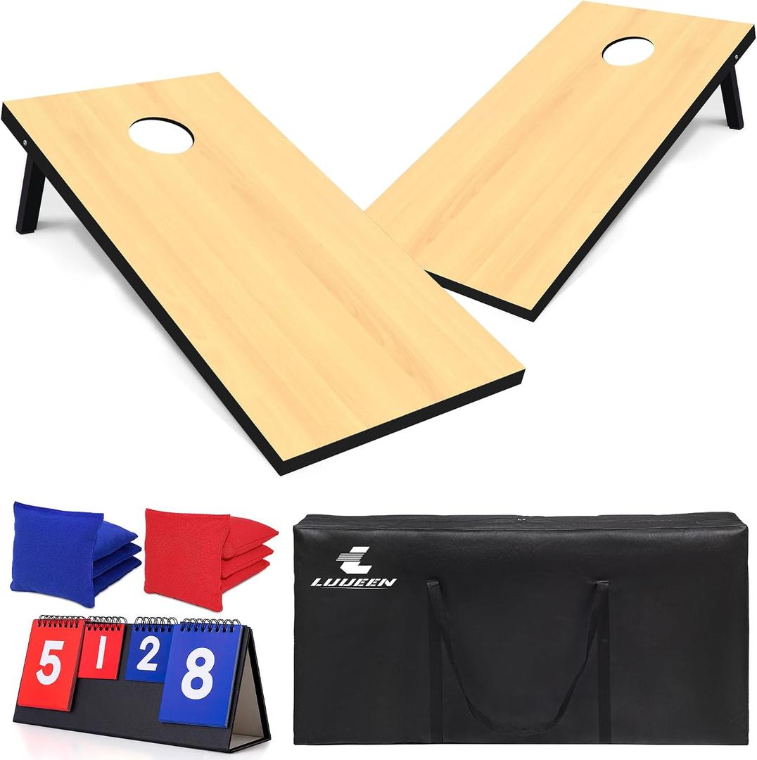 4x2 Ft Cornhole Boards Set, Premium Regulation Size Cornhole Boards with 8 All-Weather Bean Bags, Carrying Case and Scoreboard