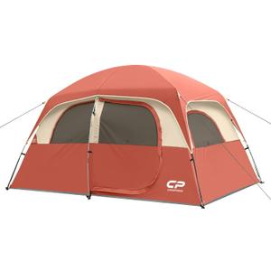 CAMPROS CP Upgraded 6/8 Person Camping Tents, Waterproof Windproof Family Tent with Larger Mesh Windows & Door, Double Layer, Easy Set Up, All-Season Dome Tent with Top Rainfly & Carry Bag