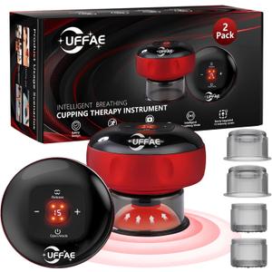 7-in-1 Electric Cupping Therapy Set, Smart Cupping Therapy Massager, 12 Levels of Suction Strength and Temperature Controlfor Targeted Pain Relief (Red-two Pack)