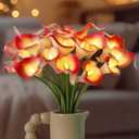 20pcs Artificial Calla Lily Bouquet Lamp Faux Floarl Night Light Real Touch Flower Night Lamp LED Calla Lily Artificial Flower Light for Christmas Gifts Home Kitchen Decor, (Pink)
