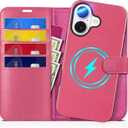 TUCCH Case for iPhone 16 Pro Max, [Detachable] 2 in1 Magnetic PU Leather Wallet RFID Blocking [Wireless Charging] 4 Card Slot Kickstand Removable Cover for iPhone 16 Pro Max, Textured Hot Pink