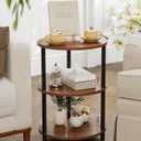 Small Nesting Coffee Table - 3-Tier Oval Accent Table for Small Spaces, Rustic Wood and Metal Couch End Table, Nightstand for Bedroom or End Table Living Room, Easy to Assemble, Rustic Walnut