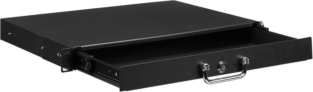 MECCANIXITY 1U Rack Mount Drawer for 19 Inch AV/Network/DJ Equipment Racks or Cabinets with Lock and Key (17.3" x 12.2" x 1.8")