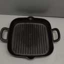 GreenPan x Bobby Flay Cast Iron 11 Square Grill Pan, Pre-Seasoned Professional Grade Heavy Duty Skillet, Helper Handles, Induction Suitable, Stovetop, Oven, BBQ & Fire, Indoor & Outdoor Use, Black