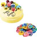 3 x 48 Pcs Edible Flowers Cupcake Toppers Small Pastel Flowers Cake Toppers Edible Wafer Pansies for Baby Shower Kids Birthday Party Wedding Food Decorations Mixed Color