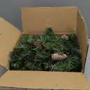 Timer 8 Modes - 9 Ft by 10 Inch Prelit Christmas Garland with 50 Warm Lights Thick 270 Snowy Bristle Pine 10 Pinecone 70 Berry Battery Operated Xmas Decor Mantle Stairs Porch Front Door Indoor Outdoor