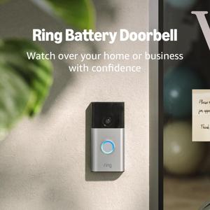 Ring Battery Doorbell | Home or business security with Head-to-Toe Video, Live View with Two-Way Talk, and Motion Detection & Alerts (newest model), Satin Nickel Ring Battery Doorbell | Home or business security with Head-to-Toe Video, Live View with Two-Way Talk, and Motion Detection & Alerts (newest model), Satin Nickel