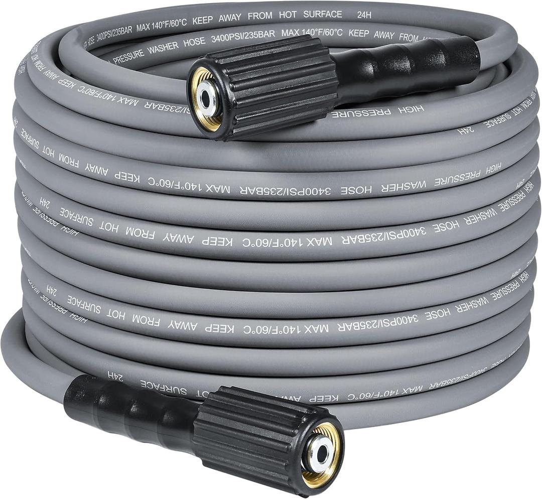 50FT Kink Resistant Pressure Washer Hose, 1/4" Power washer hose with M22 Fittings, High pressure hose Replacement for Troy Bilt, Simpson, Ryobi, Craftsman, and More, 3400PSI