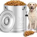 Stainless Steel Dog Food Storage Container,30LB/35LB Airtight Dog Food Storage Container with Lid to Keep Fresh,Easy Clean Large Pet Food Storage Container with Scoop for Cat Food,Chicken Feed,Rice