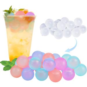 100 Pack Color-changing Reusable Ice Cube for Drinks, Colorful Round Shape Plastic ice Cubes Without Diluting BPA Free, Refreezable Ice Cubes for Coffee, Wine, Whiskey, Cocktails (Color-changing)