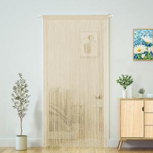 Door Curtain String Curtain for Doorways Bedroom Decor Kitchen Fringe Hallway Tassel Room Divider Boho Hippie for Wedding and Party, Champagne 39x79 inch, (100x200cm, Dense)