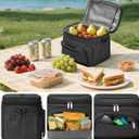 Lunch Boxs for Women/men Insulated Lunch bag,Leakproof Lunchbox with Adjustable Shoulder Strap for Adults,Soft Cooler Tote Bag for Office Fitness Picnic Beach Travel - Black 12-Can(8L)