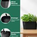 vensovo 16 Inch Railing Planter for Outdoor Plants - 5 Pack Large Metal Balcony Hanging Planters with Detachable Hooks and Drain Holes Oval Box Rail Pots for Home Garden Fence, Black