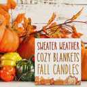 2 x Fall Home Decor, Autumn Wooden Sign Decor Desk Sign Sweater Weather Wooden Block Sign Rustic Home Shelf Wall Decoration