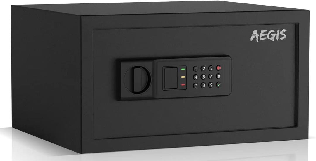 AEGIS 1.2 Cubic Feet Digital Safe Box, Electronic Keypad Lock Security Box for Home/Office, Steel Cash Safe with Override Keys, Cabinet Personal Lock Box for Business Money Valuables