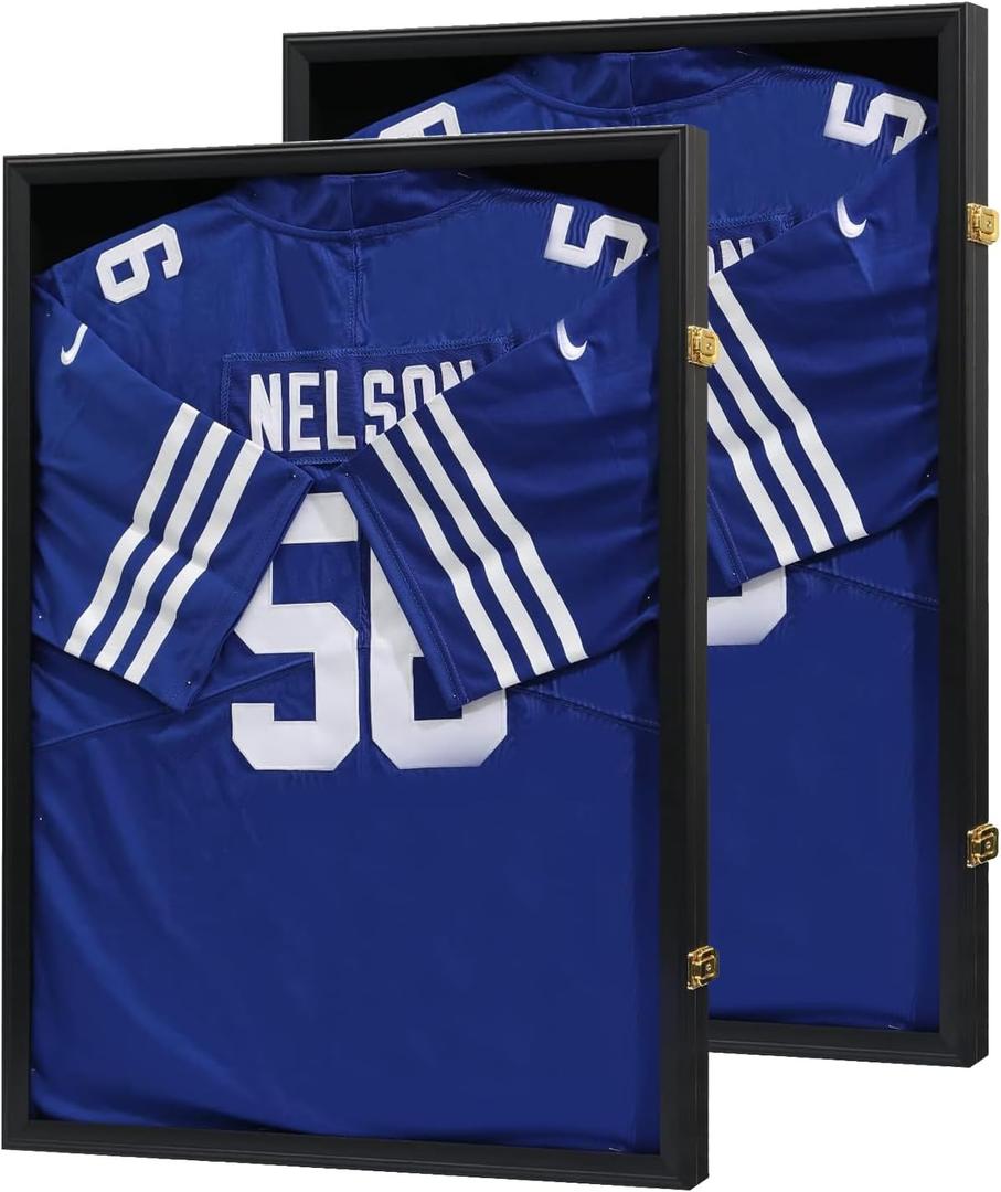 VERANI Jersey Frame Display Case 2 Pack - Jersey Display Frame - Jersey Shadow Box with 98% Uv Protection Acrylic for Baseball Basketball Football Hockey Soccer Sport Shirt and Uniform