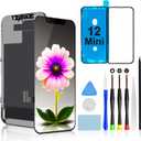 Brinonac for iPhone 12 Mini Screen Replacement Kit - 5.4 inch Full HD LCD Display, Touch Digitizer Assembly Set with Repair Tools and Tempered Glass Protector