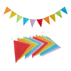 2 Sets 13FT Colorful Pennant Banner Triangle Banner Flags Rainbow Linen Twine Burlap String Streamer Bunting Garlands Accessories for DIY Celebration Birthday Wedding Holiday Party Decoration