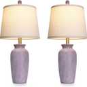 CINSARY 24.5" Farmhouse Jar Ceramic Table Lamps Set of 2, Purple