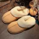 Women's Fuzzy Slippers, Warm and Cozy Slip On Fluffy Winter House Shoes for Women, Comfy Faux Suede Ladies House Slippers Indoor and Outdoor with Memory Foam (6)